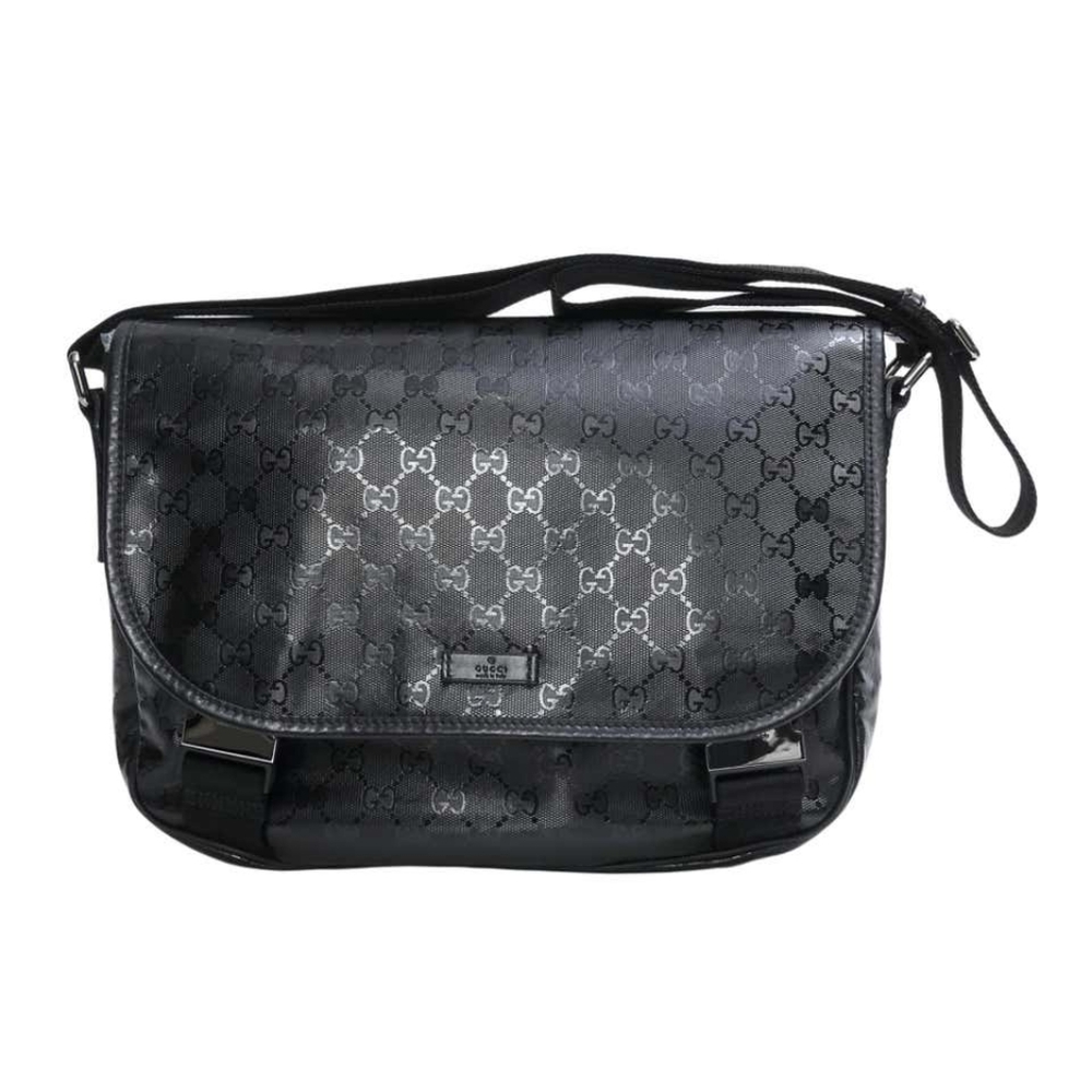 Authentic Gucci GG Monogram Supreme Imprime Double Buckle Medium Messenger Bag